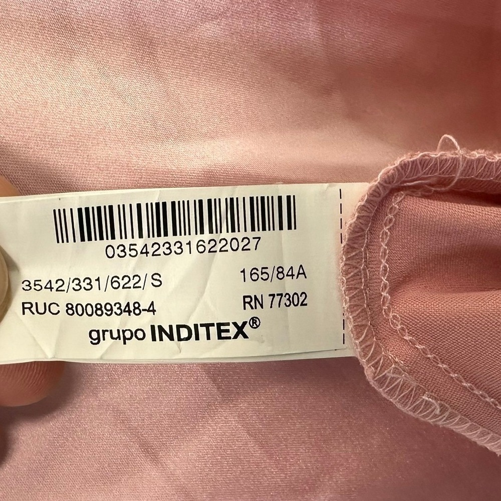 Zara Maxi Dress Womens Small Pink Satin Slip V-Neck Tie Front Open Back Evening - Picture 5 of 13